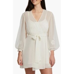 Rya Collection Beloved Balloon Sleeve Embroidered Robe Floral Sheer Bride XL